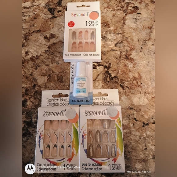 Sevenail Fashion Nails Set Three Sets With Glue Brand New - Picture 1 of 5